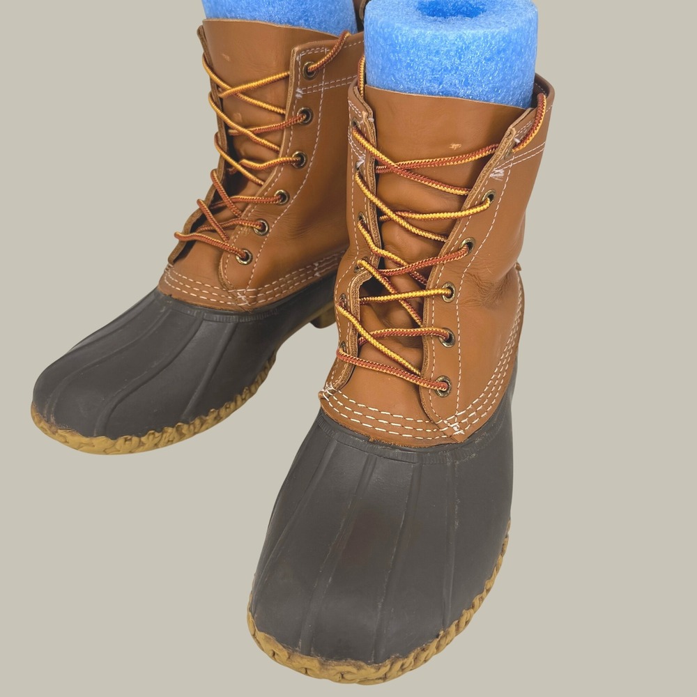 Vintage L.L.Bean Boots Mens 9M Womens 11 Brown Leather Duck Hunting USA Classic